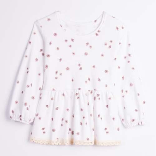 Nicol Hania 226138 Maglietta Bambina 100% Cotone Baschina con Fiori