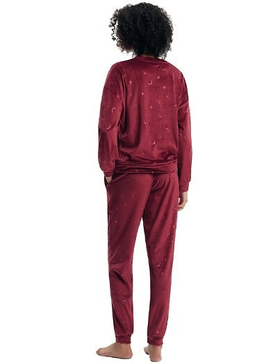 Pigiama da donna Henderson 45439 Gilly Carmine 100% cotone manica lunga