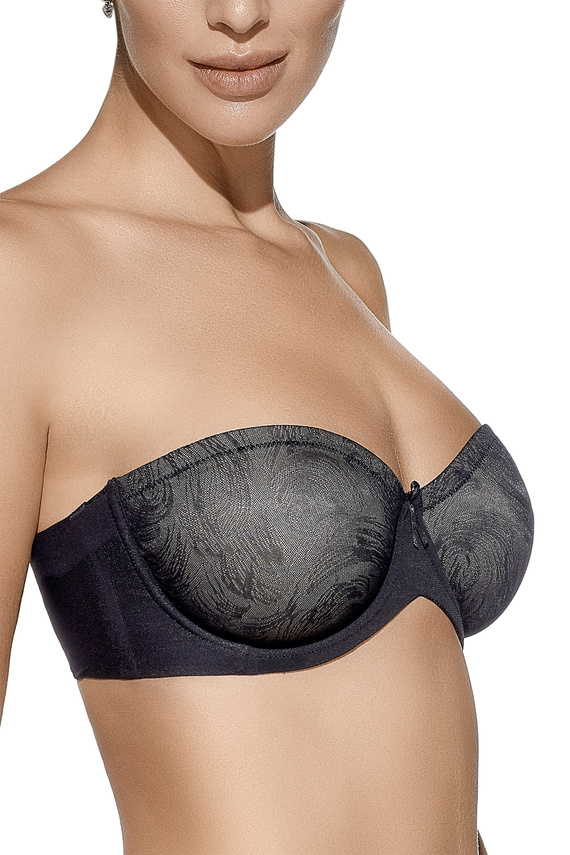 Reggiseno autoportante Sandra Selene nero - con ferretto, senza spalline, cinturino in silicone