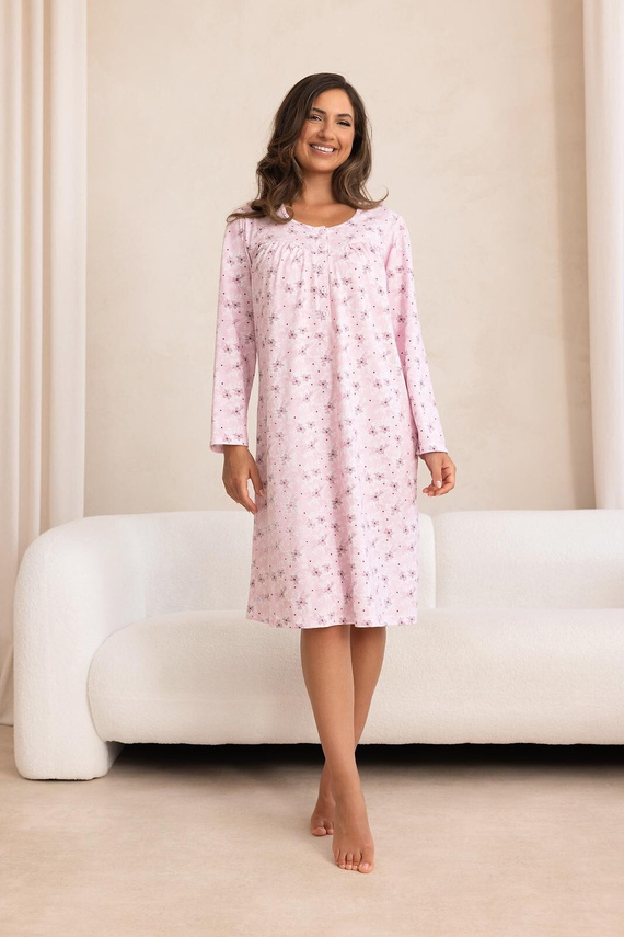 Camicia da notte Regina 2013 7/8 Blu 100% Cotone Manica lunga