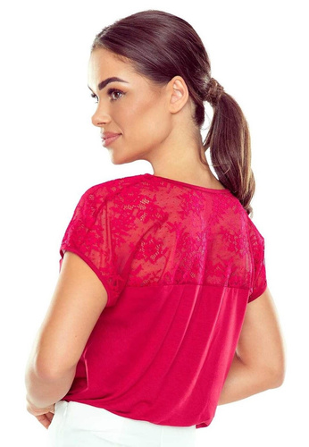 Elegante blusa da donna Filona Eldar bordeaux | Pizzo, viscosa elasticizzata, manica corta | Ideale per ogni occasione