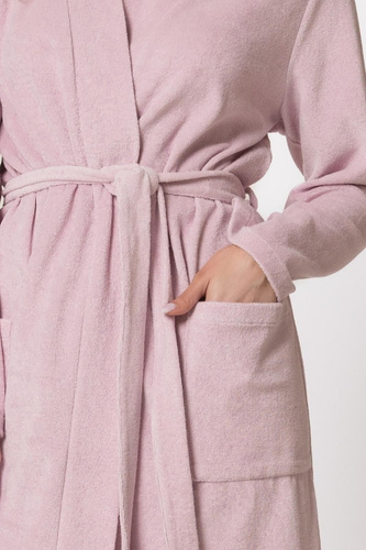 Accappatoio Donna 1819 Emma Leveza Kimono in Spugna di Cotone al Ginocchio rosa cipria