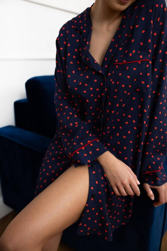 Camicia da notte sbottonata Sophia di Sensis - blu navy