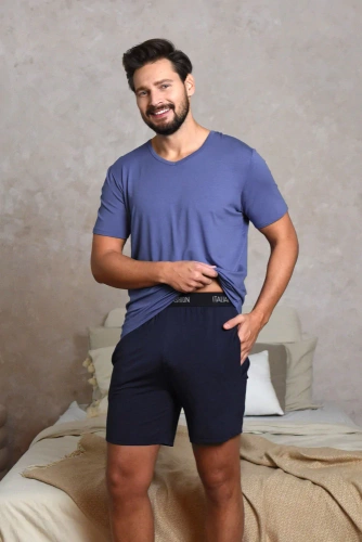 Dallas Pigiama uomo manica corta, pantaloncini Moda italiana - blu
