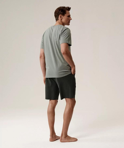 Pigiama da uomo NMP-396 - cotone verde/khaki, manica corta, leggero e confortevole per l'estate