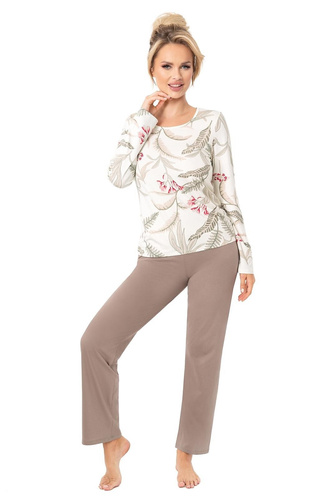 Pigiama da donna Michelle Donna beige - viscosa, manica lunga | Comfort ed eleganza per la notte