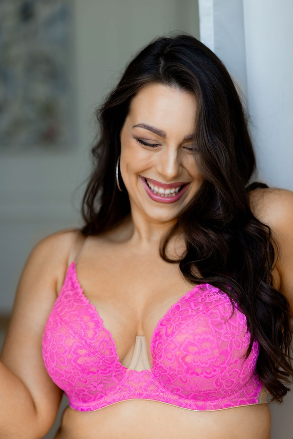 Mediolano Crazy Pink 19249 Reggiseno Soft per Taglie Grandi Pizzo Rosa