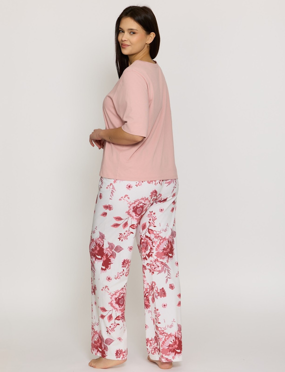 Pigiama donna Mefemi by Nipplex Elara PW83 in cotone con pantaloni lunghi rosa