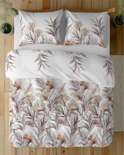 5504 B Biancheria da letto in cotone Fiori tropicali Naturalis- Detexpol bianco
