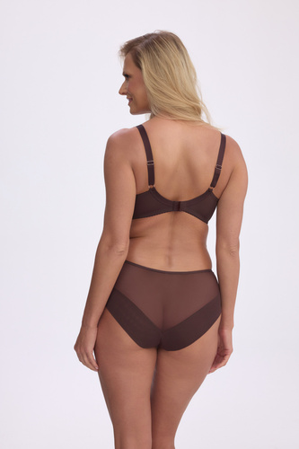 Slip Gaia Zelia 010 marrone con rete ricamata, comodi ed eleganti