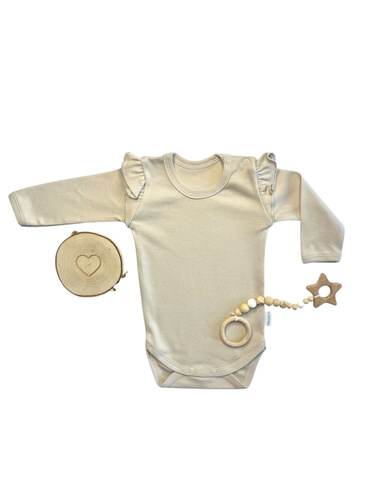 Body bambina a maniche lunghe beige BD15228 - cotone e comfort
