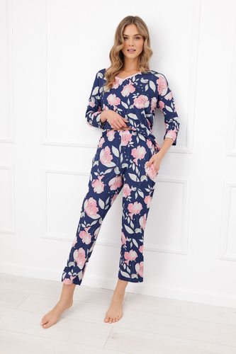 Pigiama donna Italian Fashion Entina cotone fiori manica 3/4 pantaloni 7/8