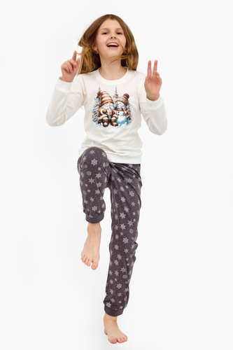 977/190 978/190 Pigiama da bambina Friends Cornette - cotone, manica lunga, tema invernale