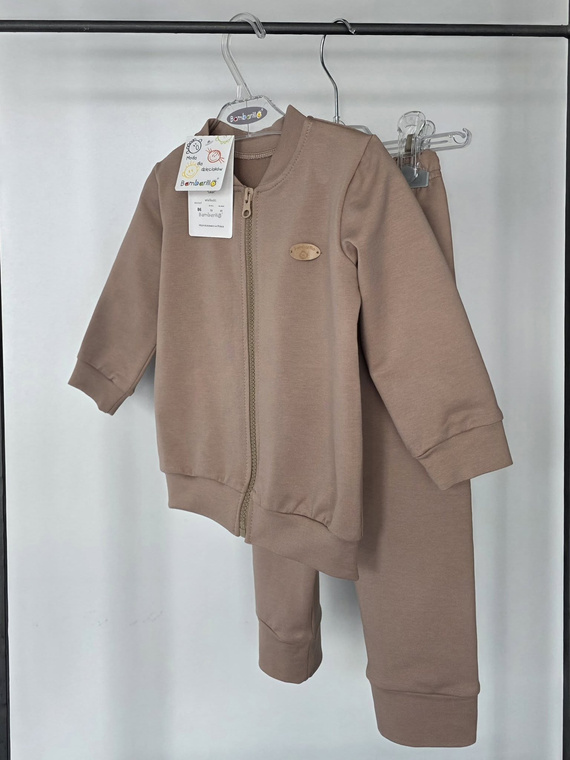 Tuta Bambino Leon Bambarillo Beige in Cotone con Zip 95% Cotone