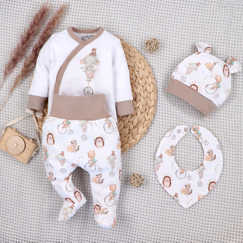 ABK-0049 Completo Neonato Circus Nini in Cotone Organico 4 pezzi