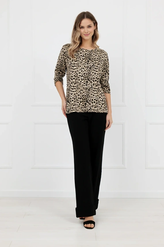 Blusa donna Kenia Italian Fashion stampa leopardata manica 3/4