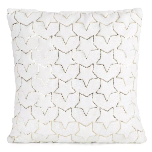 CHP314 Federa natalizia Eurofirany 45x45 con paillettes 3D stelle bianca