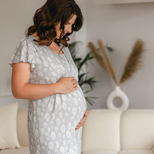 Camicia da notte Emily Eevi in bambù per la maternità e l'allattamento - grigio