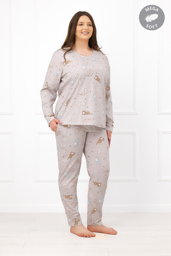 Italian Fashion Filka Pigiama donna Mega Soft lunga con gatti e tasche