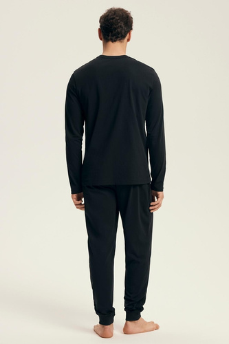 Henderson Core 43469 Pigiama da uomo Loger nero, cotone, manica lunga, confezione elegante