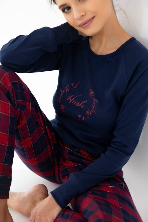 Emmeline Pigiama donna Sensis Flanella - blu navy-rosso