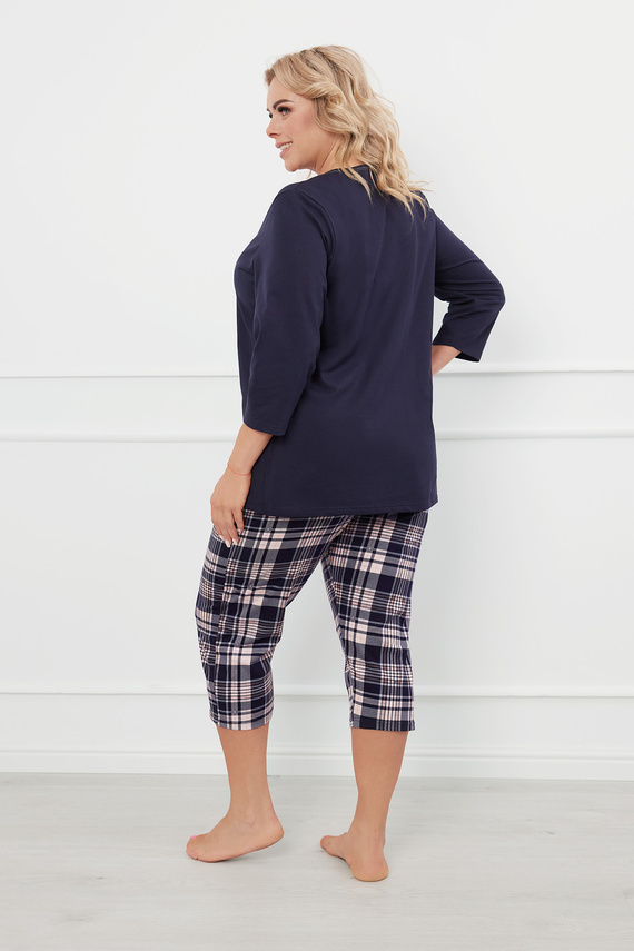 Dona Pigiama donna maniche 3/4, pantaloni 3/4 Moda italiana - blu navy/stampa