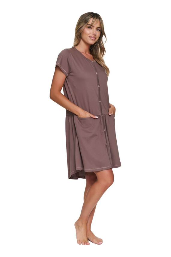 Camicia da notte Doctor Nap 9445 per parto e allattamento 100% cotone mocca