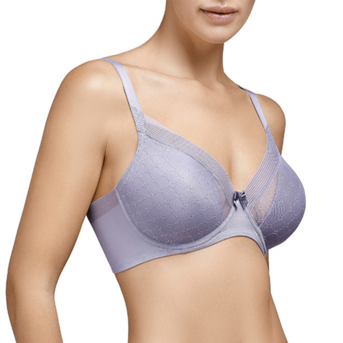 Reggiseno imbottito grigio Katia Selene - con scollatura profonda e inserti in tulle