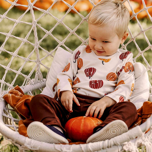 Body da bambino per Halloween Eevi - ecru, zucche, cotone