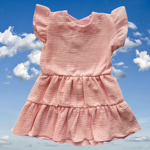 Mamatti SE50503 Abito in Mussola Ecru Leggero in Cotone per Bambina