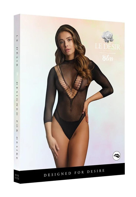 Body BLS003 Bliss Le Désir body sensuale in rete con manica 7/8
