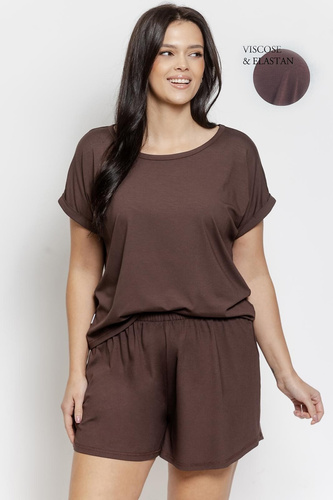 Pigiama da donna Paloma 3565 cioccolato taro - viscosa, manica corta, pantaloncino