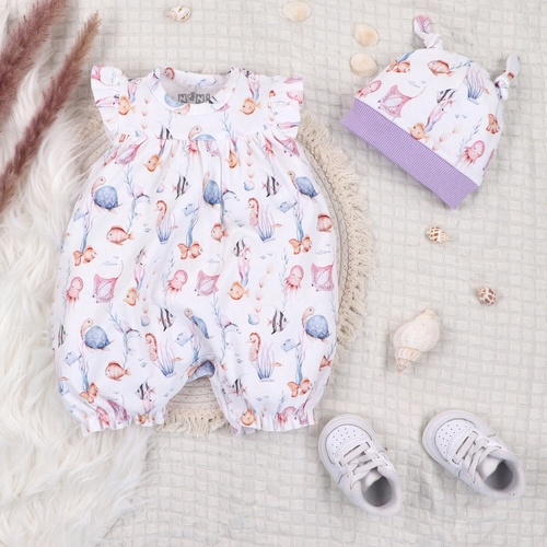 ABN-5481 Tutina per neonato Nini - cotone biologico, manica corta