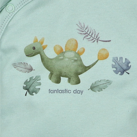 ABN-5568 Dino Explorer Nini, pigiama per neonato in cotone biologico, chiusura con bottoni a pressione