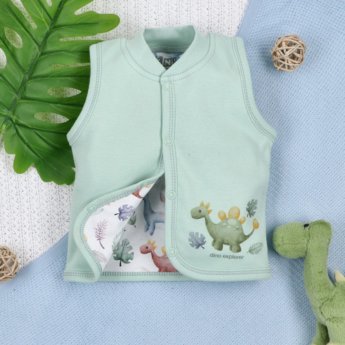 ABN-5575 Gilet Dino Explorer Nini - cotone organico, chiusura confortevole