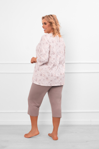 Pigiama da donna Galea - cotone, manica 3/4 e pantalone, motivo floreale Moda italiana