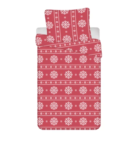 Biancheria da letto natalizia di Jerry Fabrics - rossa con palle di neve bianche, 100% cotone