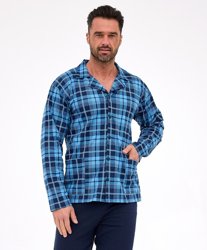 114/82 Pigiama da uomo Cornette | Davanti aperto, 100% cotone, collo e tasche
