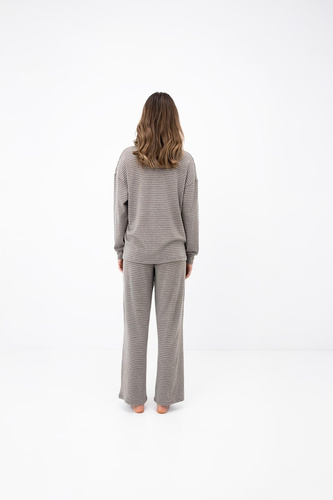 Sensis Amaya Mocca pigiama donna lungo in lyocell viscosa a righe