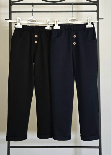 Adaś Bambarillo Pantaloni da Bambino in Cotone Blu con Bottoni