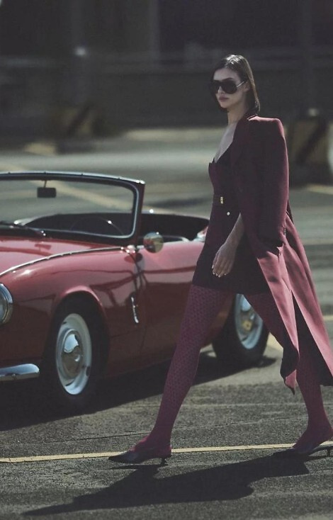 1233 Collant Cherie Gabriella 60 den bordeaux - motivo a cuore, 3D