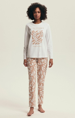 43689 Pigiama da donna Dextra Henderson crema - cotone, stampa botanica