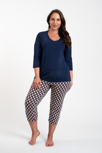 Milda Pigiama donna maniche 3/4, pantaloni 3/4 Moda italiana