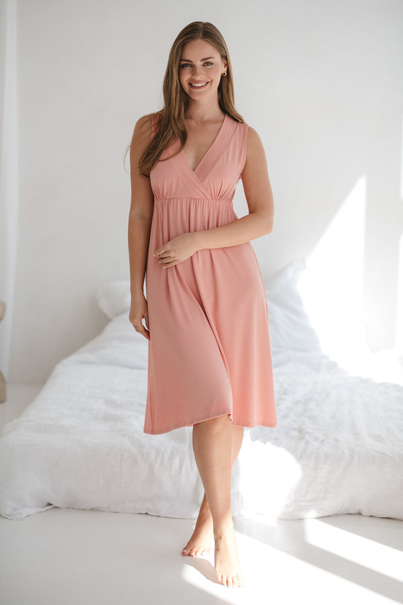 Star Light Camicia da notte in gravidanza e allattamento rosa erbacea Milk&Love- viscosa di bambù | Comfort e femminilità