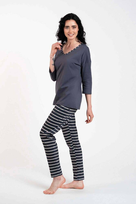 Betty Pigiama da donna manica 3/4, pantaloni lunghi Moda italiana - stampa grafite/grafite