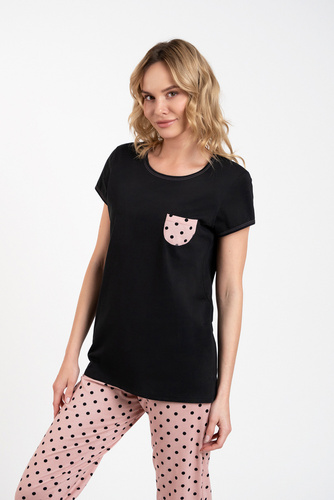 Buscato Pigiama da donna manica corta, pantaloni lunghi Moda italiana nero/stampa