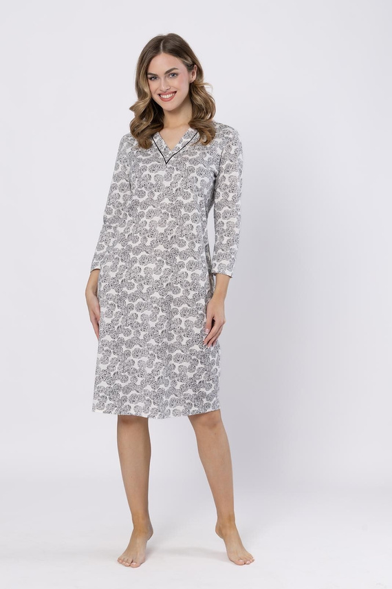 Bea 1610 Leveza camicia da notte nera - elegante, 7/8, pizzo