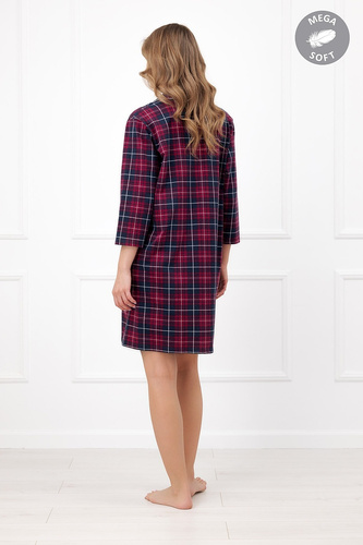 Italian Fashion Alana camicia da notte in cotone Mega Soft a quadri 3/4