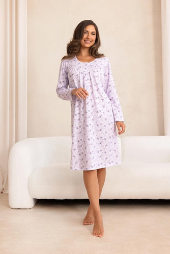 Camicia da notte Regina 2013 7/8 Blu 100% Cotone Manica lunga
