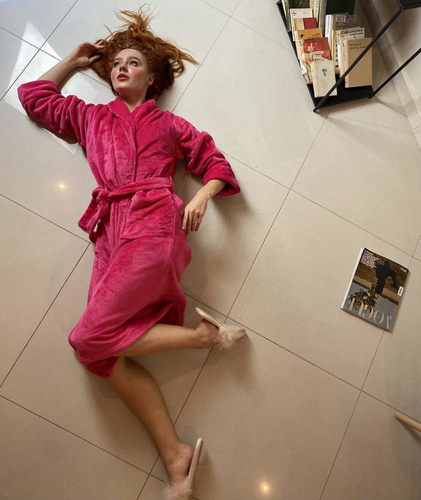 628 Accappatoio da donna Abigail Long Forex - lampone